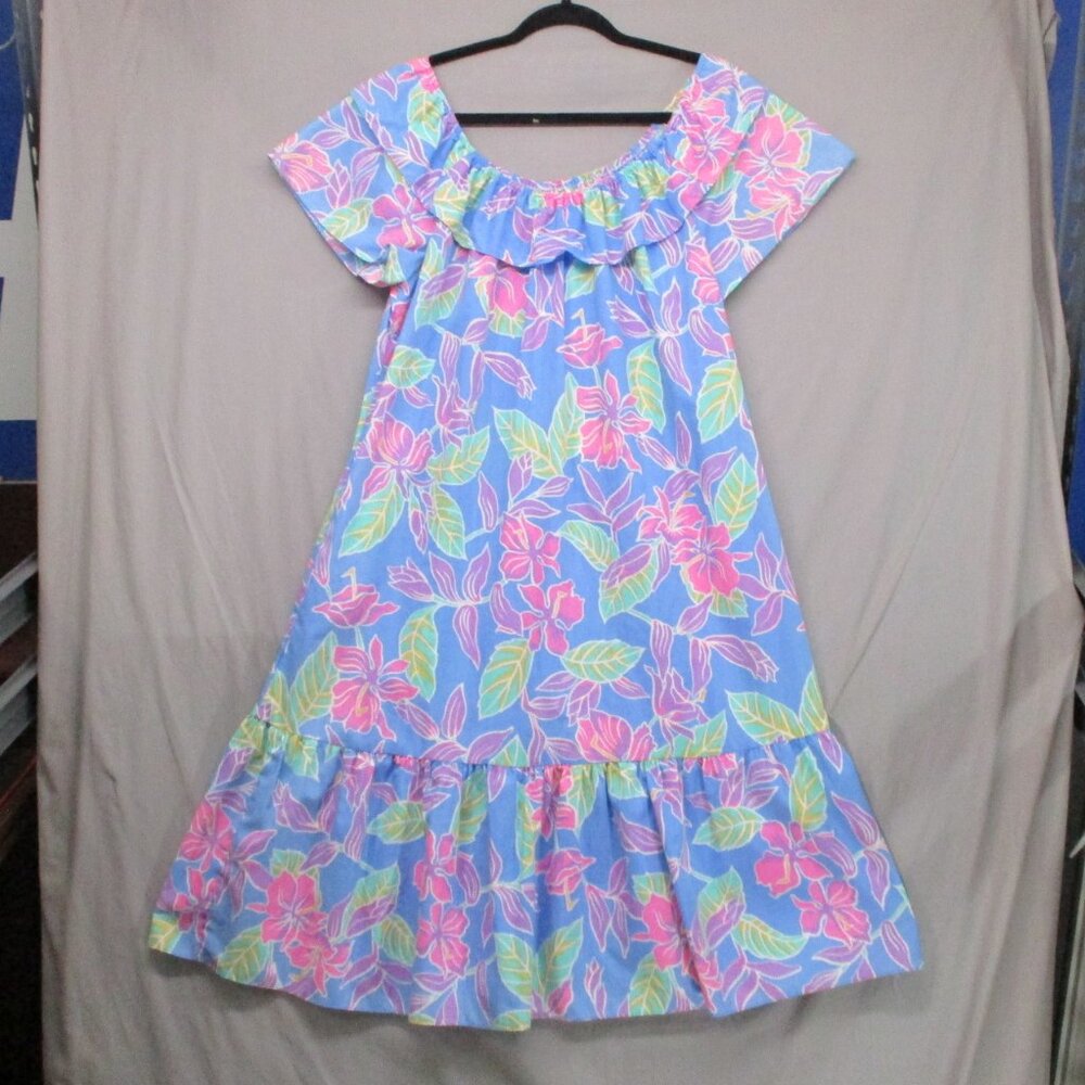 Hilo Hattie Blue Floral Midi Dress